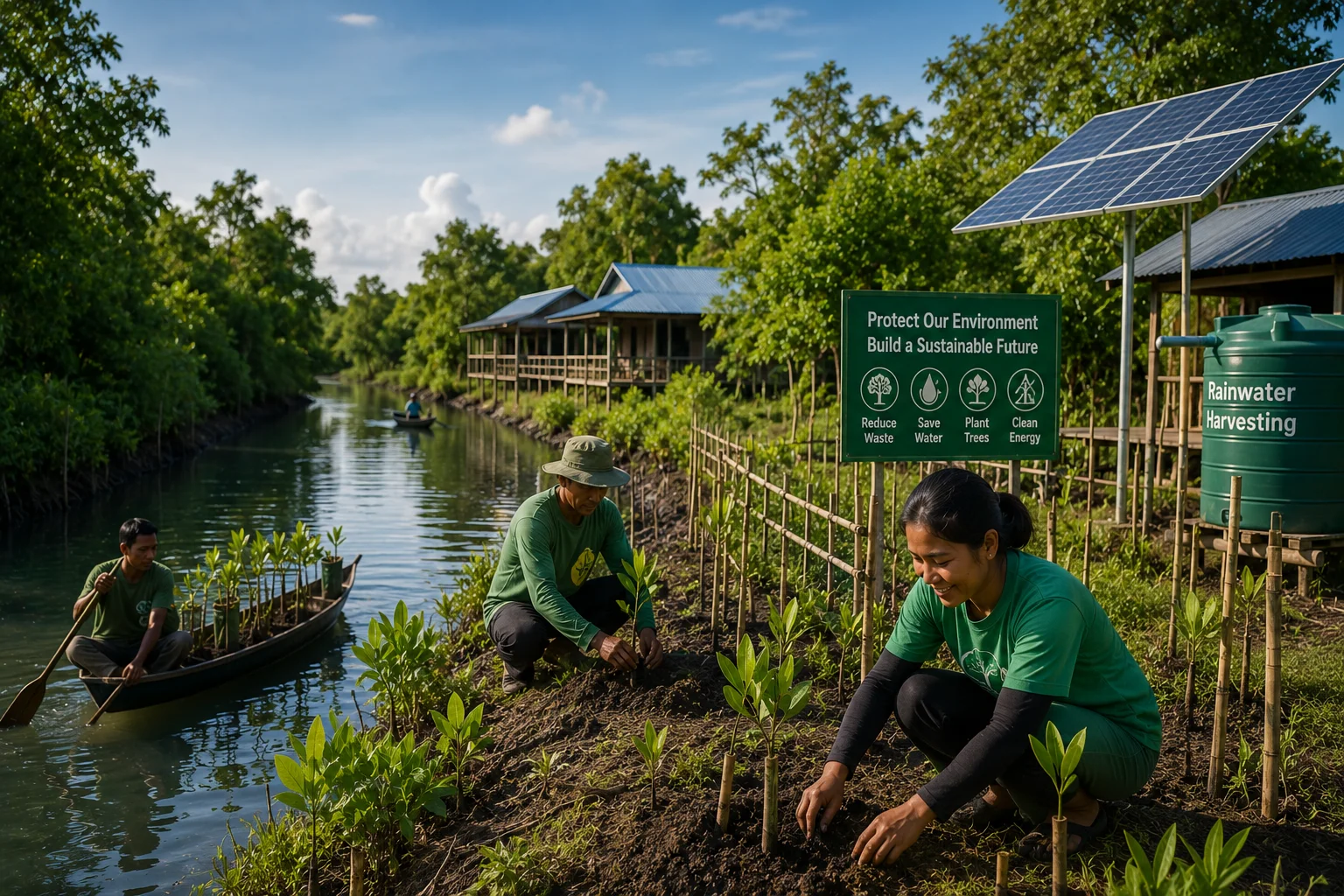បរិស្ថានត្រូវបានលើកកម្ពស់ និងសម្របខ្លួនទៅនឹងការប្រែប្រួលអាកាសធាតុ។